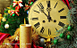 圣诞节黄色蜡烛钟表高清设计背景图片素材