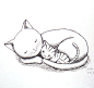 猫小猫手绘图案打印母亲的爱插图黑白家居墙面装饰艺术幼儿园的5x7甜蜜的小猫睡觉的可爱的大花猫