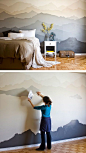 DIY mountain bedroom mural: 