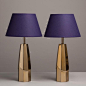 An Unusual Pair of Italian Cast Metal Table Lamps with a Polished and Matt Bronze Finish 1970s