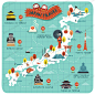 18P 日本旅游扁平化风景建筑海报插画ui矢量喷印刷eps设计素材图
