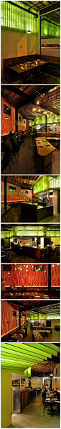 Maximiliano Restaurant的设计体现了迷人的意大利餐厅设计，柔和的灯光和精心选择的家具和摆设结合在一起，构成了餐厅的独特风格。均匀的绿色线性装饰与浮雕效果的白色条纹，这些色彩与透出的光营造了融洽的气氛。