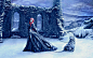 General 1920x1200 artwork fantasy art women redhead dress selective coloring leopard snow leopards snow winter ruin ruins