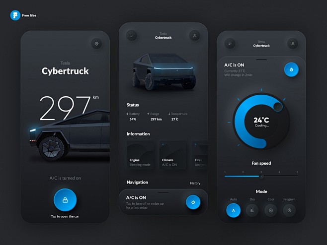 Tesla 卡车控制app ui .fi...