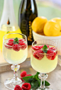 Limoncello and Prosecco Cooler with Raspberry ice ... | Adult Bever...