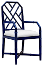 Fontaine Hollywood Regency Blue Bamboo Armchair transitional-dining-chairs