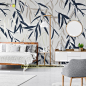 北欧风格壁纸植物叶子现代简约客厅电视背景墙卧室ins墙纸家装-淘宝网