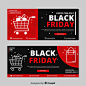 Flat design black friday set of banners Free Vector