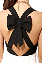 Black Criss Cross Back Bowknot Pleated Dress蝴蝶结