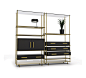  MULLIGAN | BOOKCASE : The Mulligan bookcase is a visually graceful and cool piece. Built around a Brass tubular structure it holds smoked glass shelves and glossy black drawers embellished by sleek Brass handles. The retro elements define the fresh take 