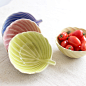 创意韩式叶形碗 釉下彩冰裂纯色碗 4.5寸水果碗 沙拉碗 多色可选