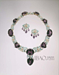 卡地亚 (Cartier) 古董系列珠宝
1950-1951年紫水晶、绿松石铂金项链及耳饰