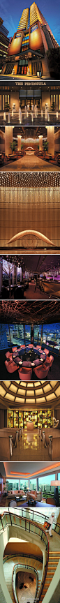 #DINZ酒店# 日本东京半岛酒店.The Peninsula Tokyo建筑由著名建筑师佐藤和清设计，室内由桥本夕纪夫完成，灯光由关永权设计。酒店建筑犹如日本传统灯笼，远望好像屹立的一座灯塔，配合悉心构思的室内设计、灯光设计、完备设施及细緻服务，客人可以感受到日本不同季节的元素及微妙的空间调配及气氛。