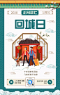中国风正月初七回城日年俗手机海报