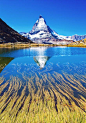 一生需要见一面，这样的景色，雪山草地蓝湖水，天空悠远辽阔。一眼是童话，一眼是天涯，就像梦一样，在心底安了家。——瑞士·马特洪峰，阿尔卑斯山最美的山峰。