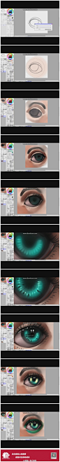 Ryky 眼睛的绘制过程； 结合绘制视频一起看，效果更佳哦~((*・∀・）ゞ→→ http://t.cn/8F4RWiO