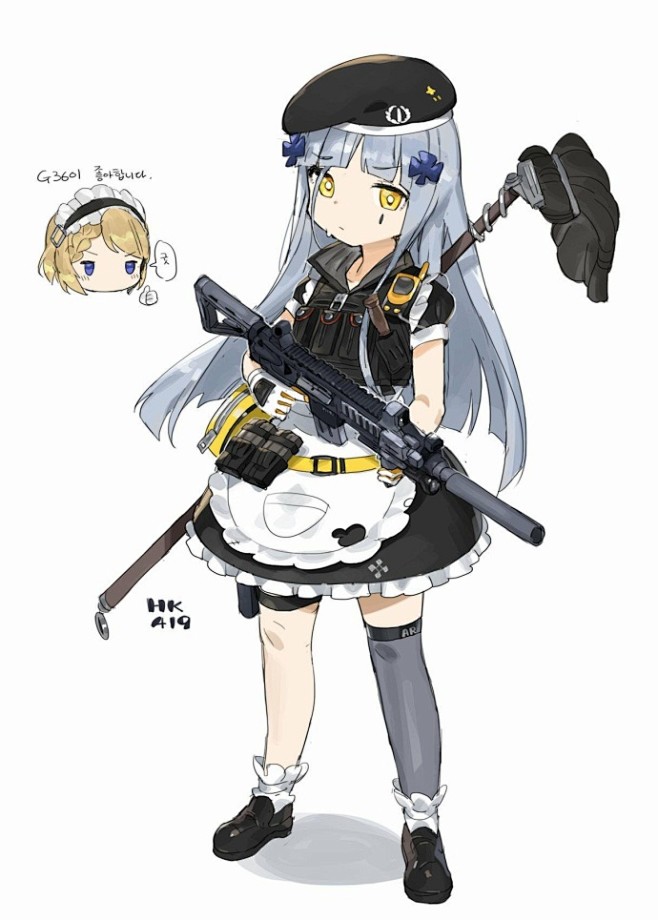 Maid HK416 drawn by ...