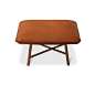 Carre d'assise<br/>Hermes "carre d'assise" low stool. Can be used for occasional seating or as an occasional table.<br/>Padded seat covered with taurillon Essentiel leather on the bottom. Wood frame. Solid Canaletto walnut base with 