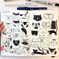This spread of cats by @hee_cookingdiary for my #cbdrawaday 31 Day Drawing Challenge with @creativebug is one of my favorites! // overwhelmed by the amazing stuff coming out of this class!! // not to late to start the class (it lives on in perpetuity) // 