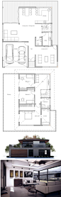 Small Modern House. Floor Plan from ConceptHome.com