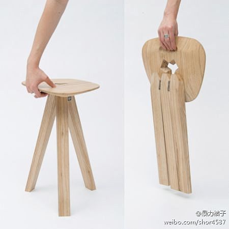 [三腿折叠凳] 这款折叠小凳只有三条腿，...