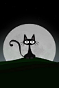 黑夜·月圆·猫咪 