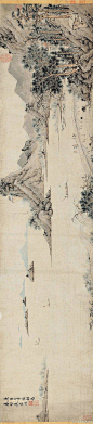 《吴山揽胜图》绘于正德五年（1510），文徵明时年四十一岁。画面开始的部分杂树茂密，草屋连接，山坡之下连着一座桥梁，三位高士在桥上闲踱漫谈，二位童子紧随其后。画面中间是开阔的江面，耸立着连绵的青山，中间的主峰与黄公望《富春山居图》中的主峰相类似。最后的地方有远行的帆船，峰峦崚嶒，水波不兴，给观者以浮想联翩之感。