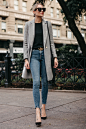 Blonde Woman Wearing Zara Grey Wool Coat Black Sweater Denim Skinny Jeans Gucci Marmont Belt Christian Louboutin Black Pumps Fashion Jackson Dallas Blogger Fashion Blogger Street Style