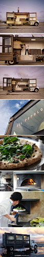 【#好店#】Del Popolo是一家移动PIZZA店，世代相传的原料和配方，专门制作乡村那不勒斯比萨。整个店面是由一支20英尺的集装箱改造而成，一支可以同时烤制72张比萨的传统意大利式木炭烤箱镇店。Del Popolo四处转悠，食客们可以通过推特或者他们的官网得知最新的位置信息：http://t.cn/zWUaeip