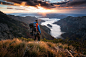 People 1500x1000 nature photography landscape hiking mountains dry grass mist shrubs clouds sunrise Bosnia and Herzegovina