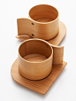 Created by designer Yukio Hashimoto. The pieces are hand crafted using the traditional Japanese craft technique of "wappa" or wood bending. Wooden boards are bent in hot water, creating beautiful curves