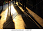 urban scenes: shadow of walking motion, pedestrian in the financial area at Hong Kong under sunshine - stock photo