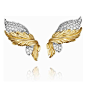 Verdura Feather Earclips    Diamond, platinum and 18k yellow gold.