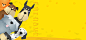 宠物美容卡通童趣黄色banner背景图片素材