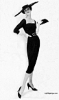 1950's Black on Black  Lurve  Dress - Vogue Oct 1956