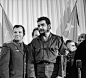 Yuri Gagarin meets Che Guevara, in Moscow, Russia, in 1964. Soviet cosmonaut Yuri Gagarin (left, 1934-1968) became the first human in space, orbiting the Earth in the Vostok 1 spacecraft on 12 April 1961. Following this historic spaceflight, Gagarin becam