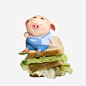 贪吃的猪宝宝高清素材 卡通 可爱 猪宝宝 猪年 蔬菜 贪吃 面包 免抠png 设计图片 免费下载