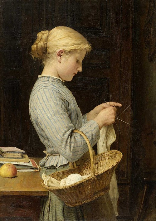 Girl Knitting (1888)...