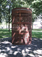 Transformation: 'TU/E Where Innovation Starts' (2011) Weathering Steel  by Michel Suk. Situated:  ground Techn.University Eindhoven.  (It looks great in the dark!) Netherlands July 9th, 2013