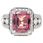 Orangish Cranberry Sapphire & Diamond Ring by trudy