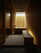 全木浴室，隈研吾设计。from Fujiya Ginzan, Tokyo。