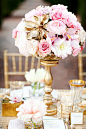 Lovely pink&gold table setting | Photographer: AK Studio & Design, Flowers: Bloomers Floral