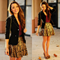 Sway Chic Versailles Skater Skirt, Shoe Mint Bronze Heels, Wet Seal Navy Blazer