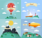 Flat set icons "Travel" : We design the illustrations on the theme of travel. It took about 6 hours.