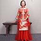 http://s.click.taobao.com/fN6e4Sx2016秋新款大码秀禾服龙凤褂旗袍长款孕妇敬酒服中式新娘结婚礼服