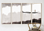 现代中式背景墙画茶室会所挂画壁画意境四联竖版大尺寸客厅装饰画