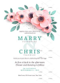 淡雅立体粉色花朵婚礼请柬贺卡迎宾宣传海报背景设计素材PSD126-淘宝网