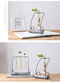 创意简约玻璃试管花瓶摆件木质铁艺花架水培容器盆栽绿植软装饰品-淘宝网