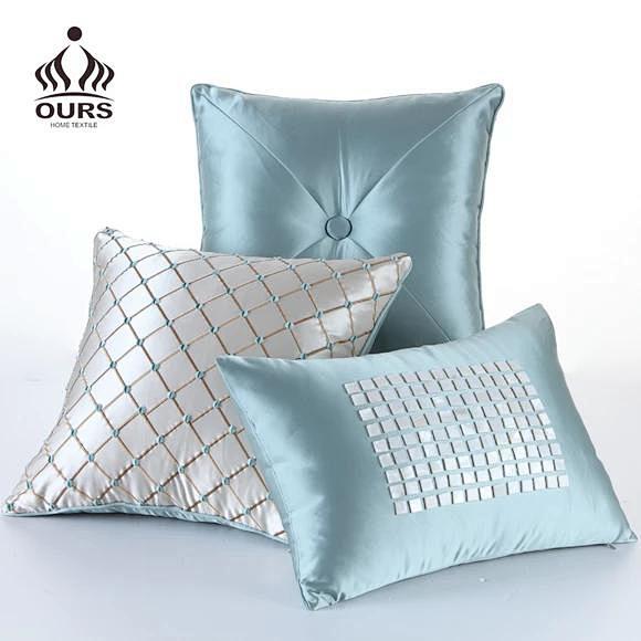 沙发靠垫中式样板房抱枕复古典蓝色方枕奢华...