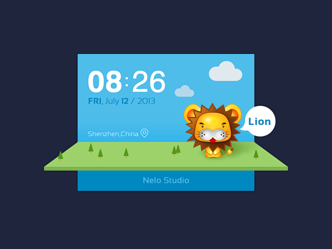 软件UI界面设计_可爱狮子时间控件_UI...
